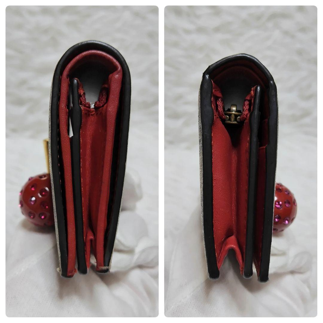 美品✨グッチ◇チェリーモチーフコンパクト二つ折り財布　スプリームPVC赤レザー