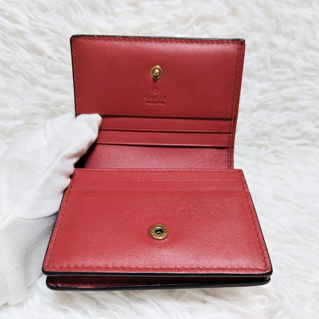 美品✨グッチ◇チェリーモチーフコンパクト二つ折り財布　スプリームPVC赤レザー