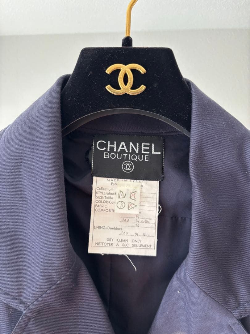 CHANELトレンチオーバーコートネイビー40