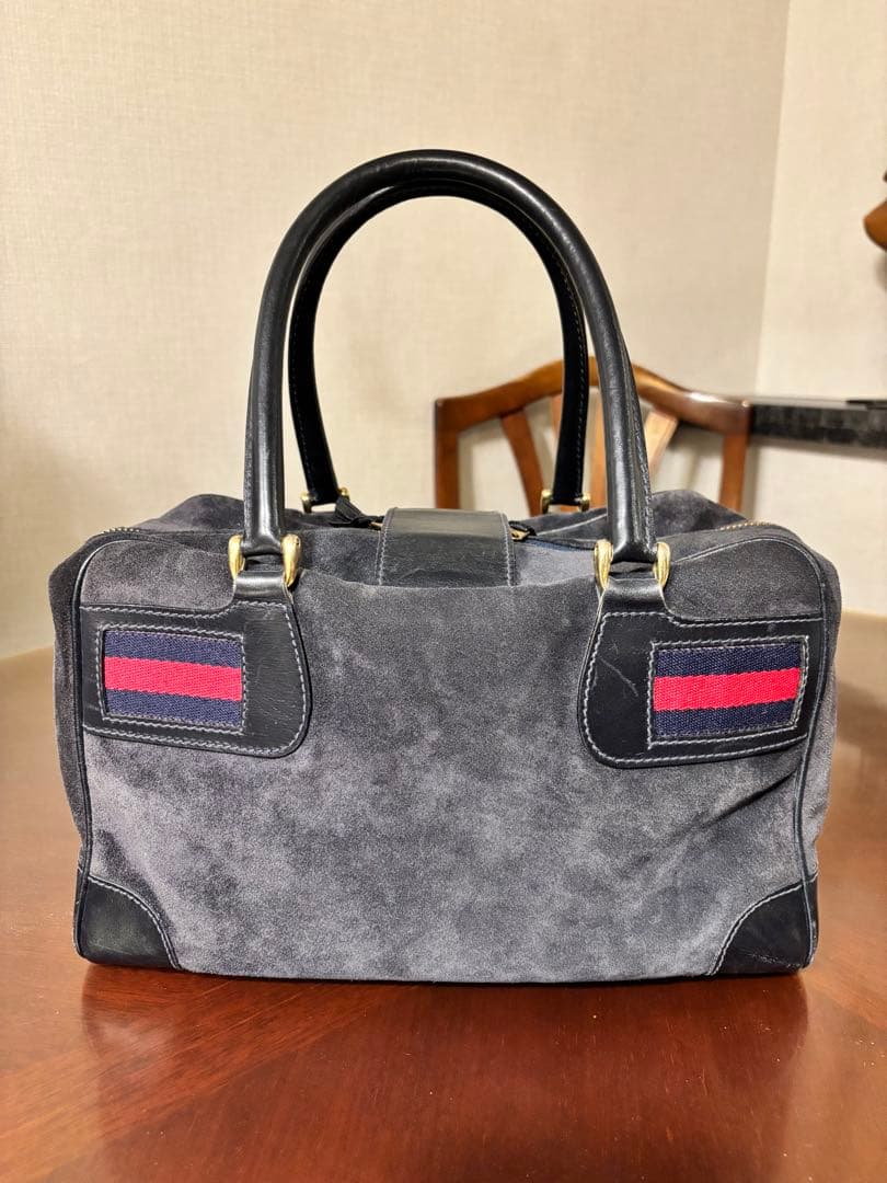 希少 GUCCI グッチ ヴィンテージ スエード ボストンバッグ シェリーライン