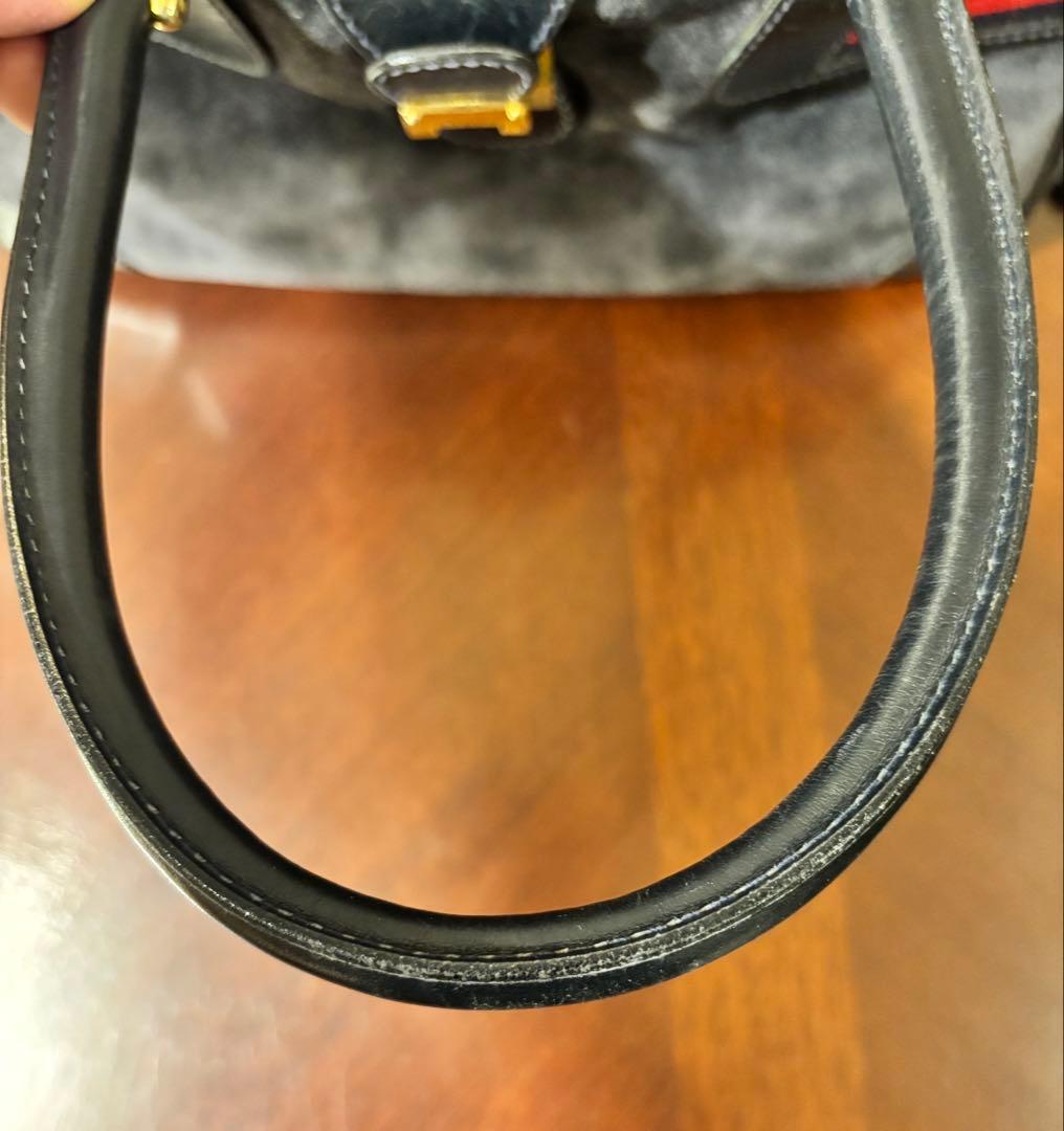希少 GUCCI グッチ ヴィンテージ スエード ボストンバッグ シェリーライン