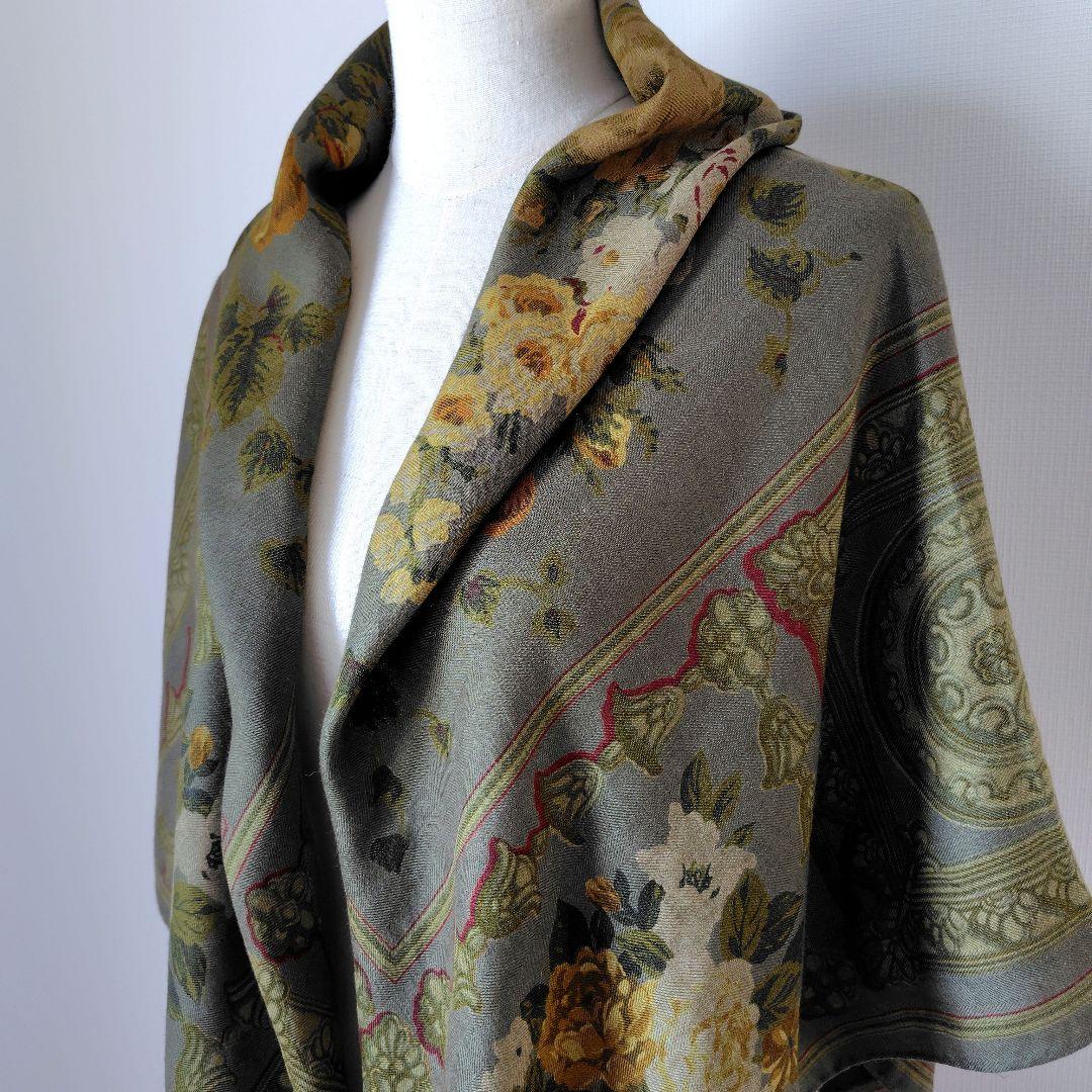 ETRO 超大判ストール 花柄 グリーン系