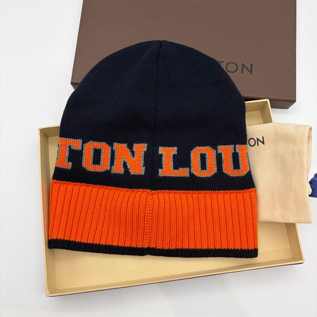 ルイヴィトン Louis Vuittonニット帽 オレンジ ネイビー 2way