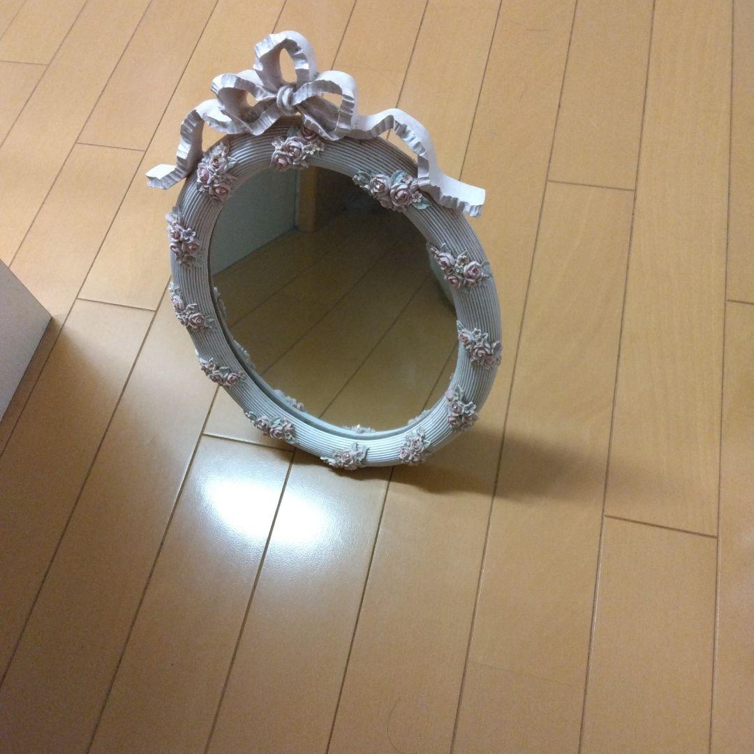 花柄フォトフレーム ホワイト アンティーク調and卓上花柄装飾ミラー