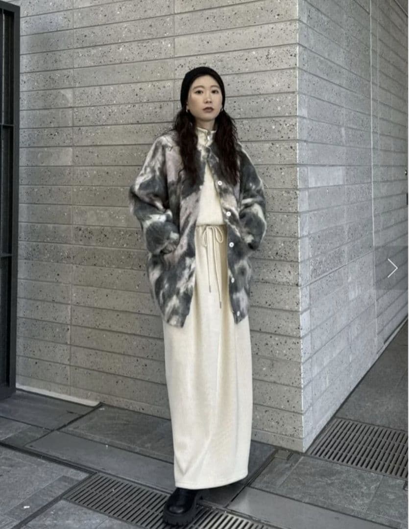 トップス UND TEXTURE ART FLOWER KNIT CARDIGAN