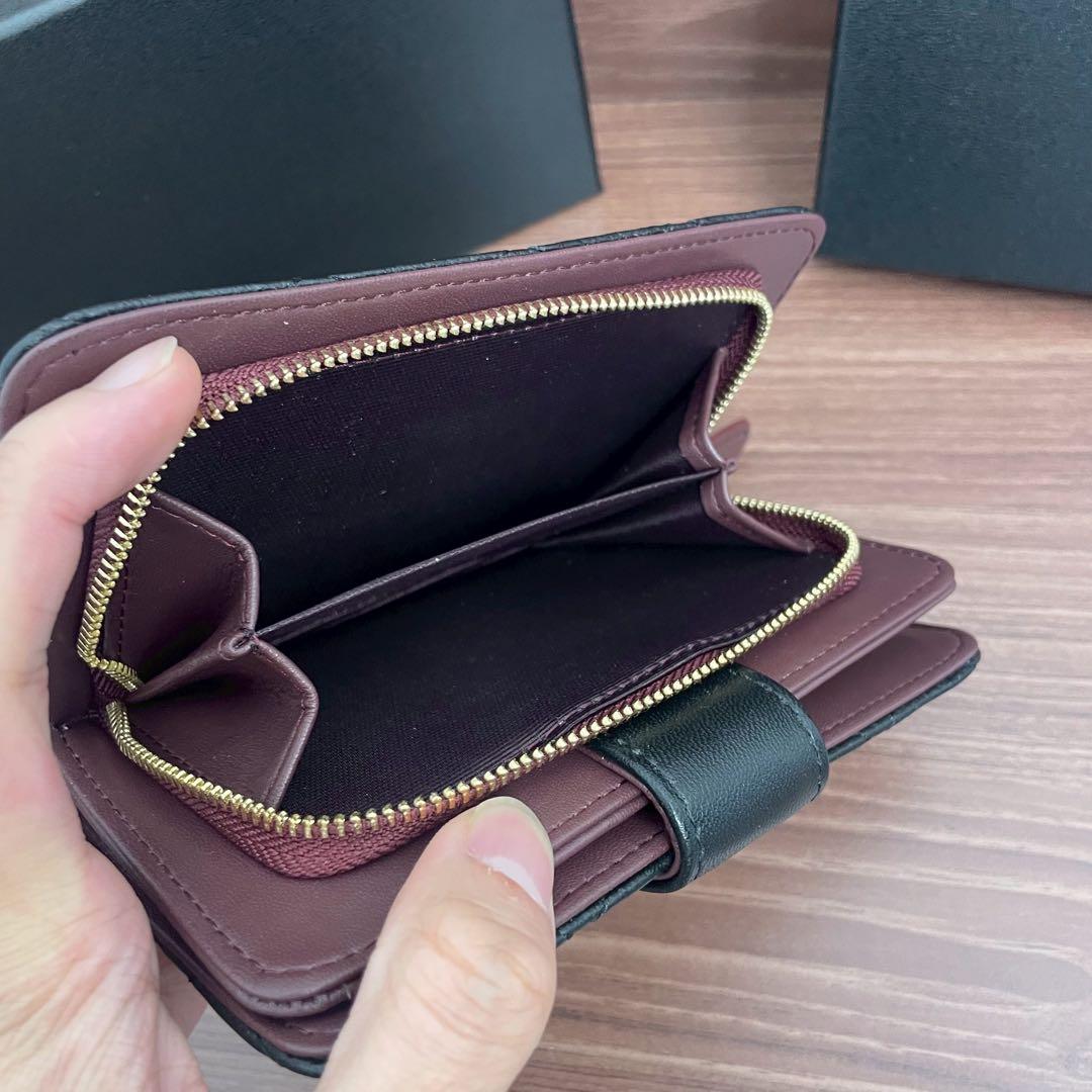 CHANEL シャネル マトラッセ ラムスキン二つ折り財布 ブラックゴールド金具