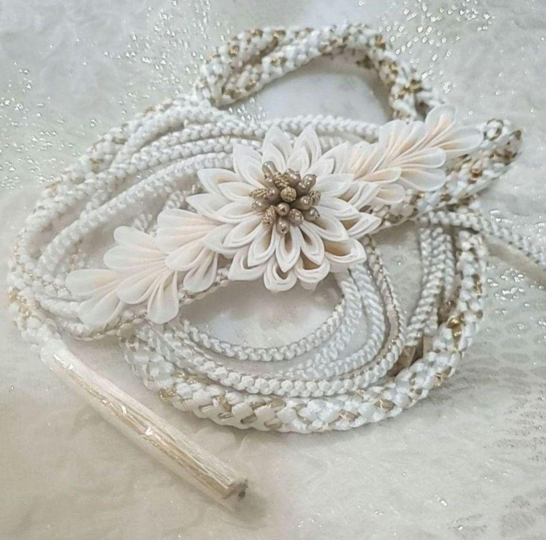 新品 振袖用 帯締め 帯〆 つまみ細工 剣菊 正絹 成人式 結婚式 つまみ飾り