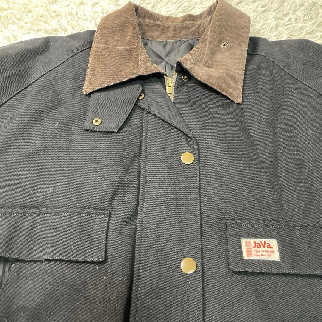 美品✨ JaVa 中綿キルティングジャケット 襟コーデュロイ 黒 L相当