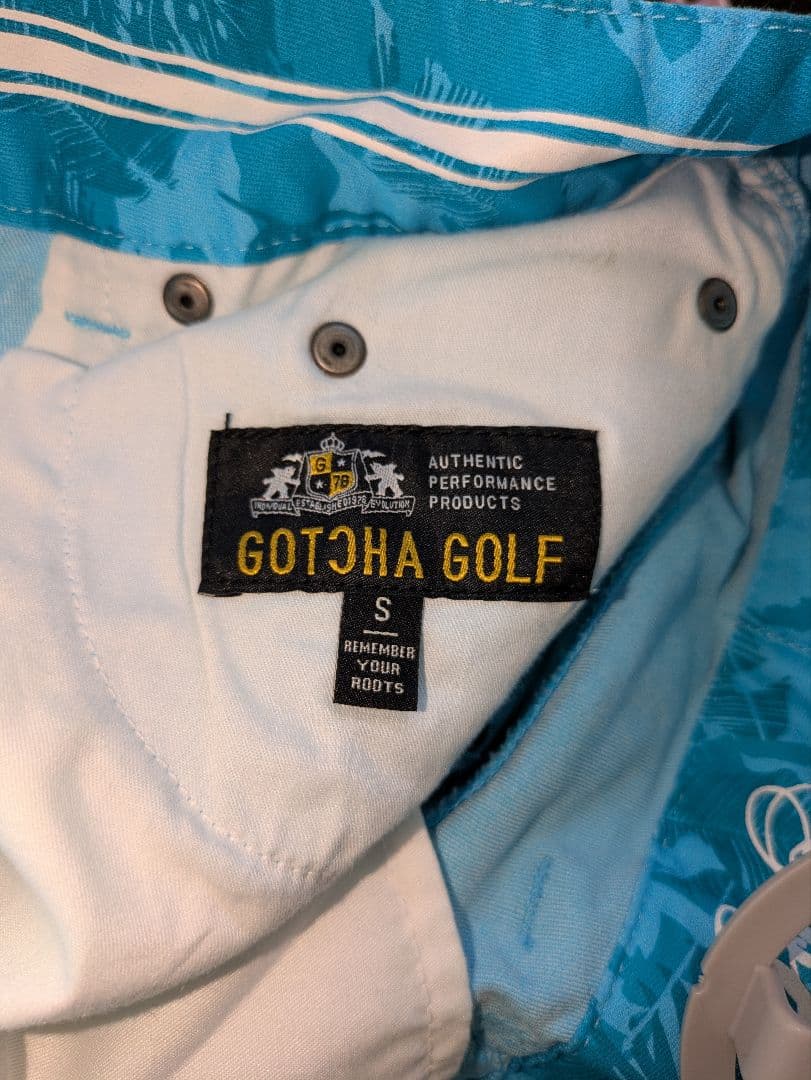 【タグ付き】GOTCHA GOLF ストレッチ パンツ ロゴ刺繍 ライトブルー