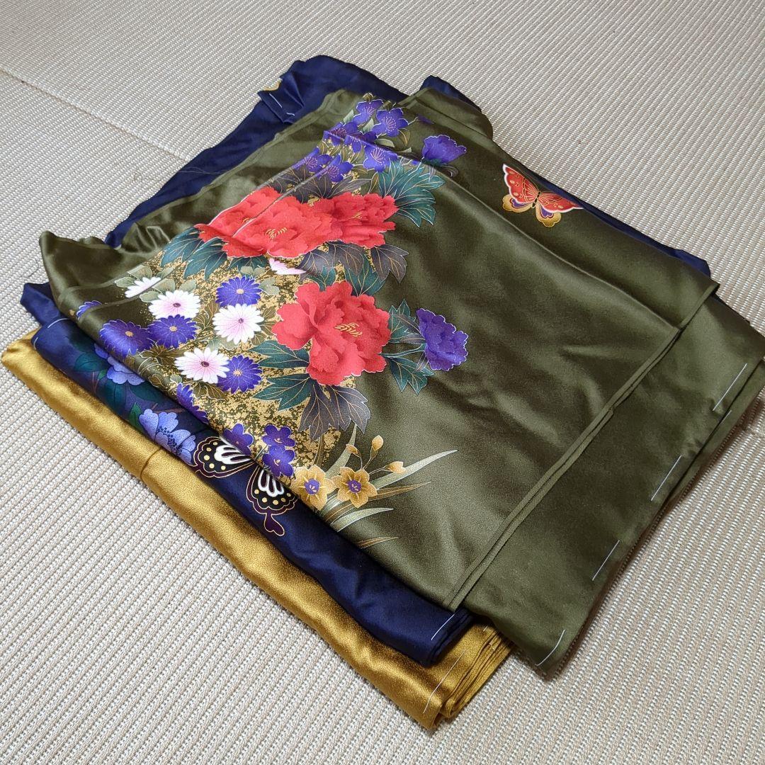 d*3様 4262 振袖着物まとめ売り3着！(未縫製・袖無しのみ)リメイク用など