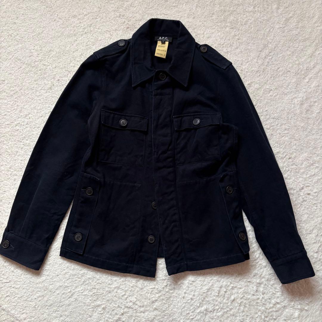 A.P.C. ミリタリー風ジャケット コットンウール　濃紺　チュニジア製　S