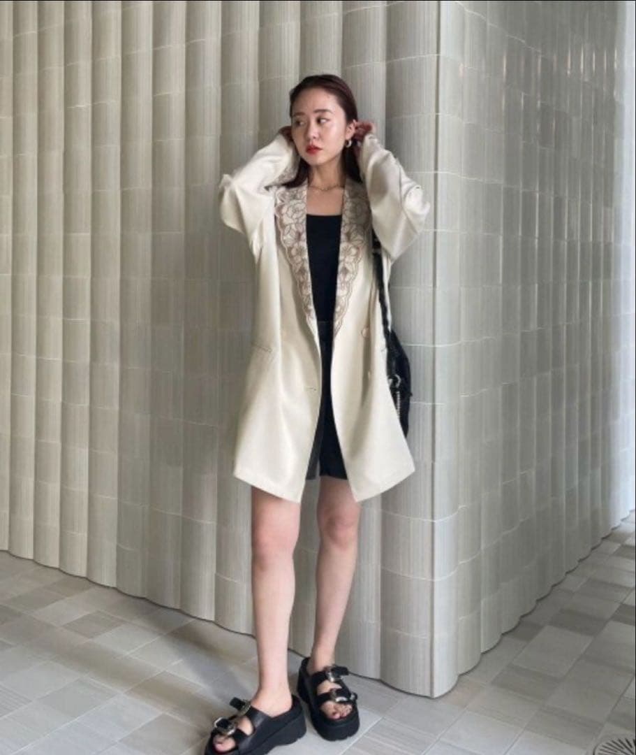 ジャケット・アウター Ameri MEDI LACE EMBROIDERY COLLAR JACKET