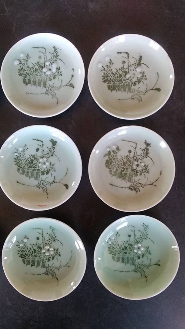 青磁　小皿　豆皿　印判　ヴィンテージ　古道具　瀬戸　煎茶器　アンティーク