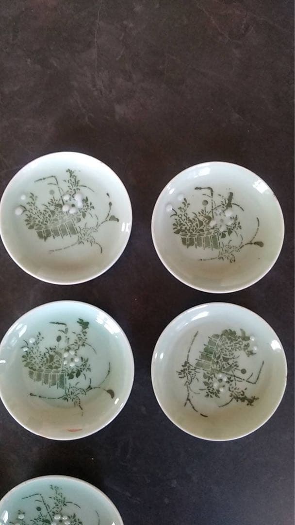 青磁　小皿　豆皿　印判　ヴィンテージ　古道具　瀬戸　煎茶器　アンティーク