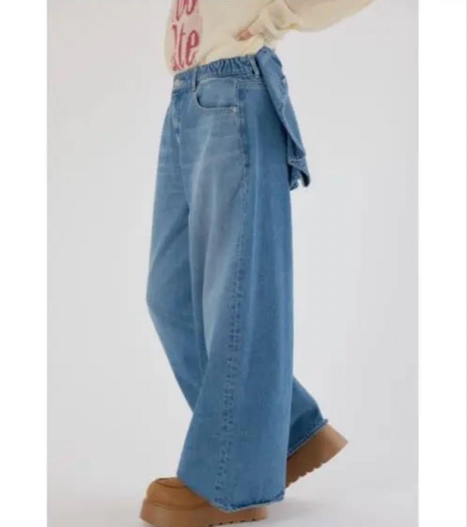 リボン付きワイドレッグデニム大人気のデニムRODEO CROWNS WIDE新品