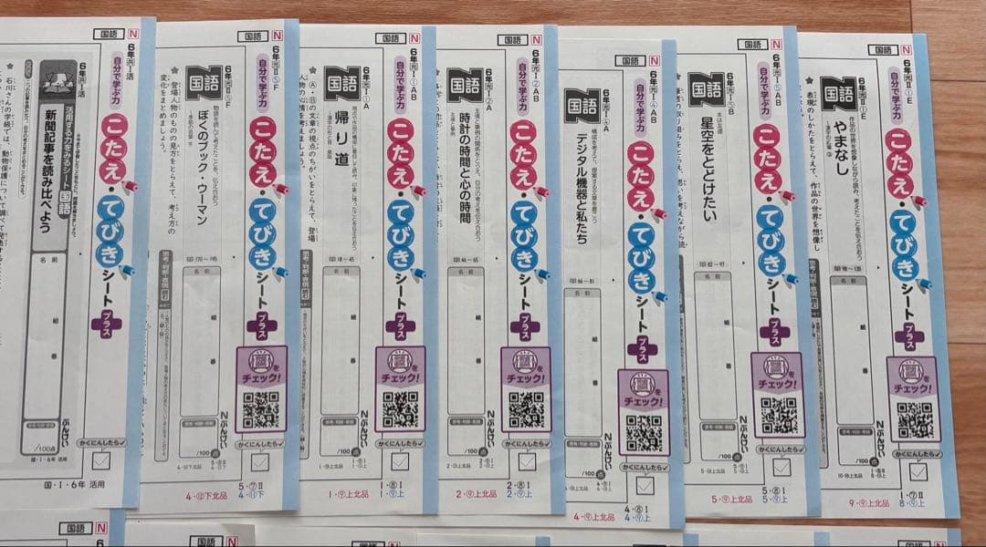 こたえてびきシート　Nぶんけい　国語　6年生　カラーテスト　６年生　解答　テスト