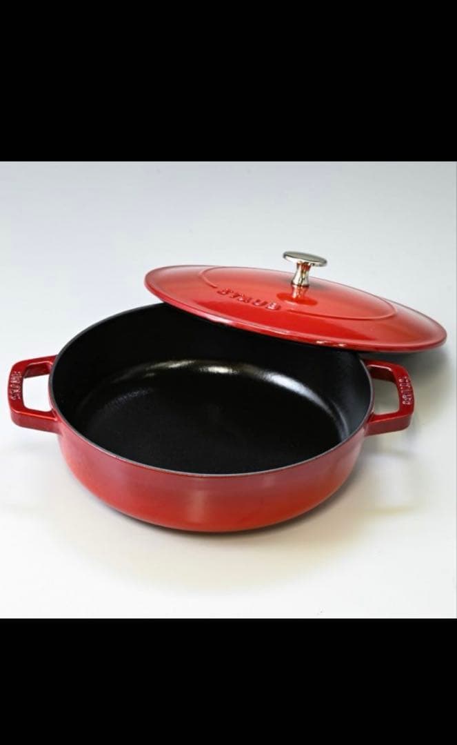 【大特価】STAUB ストウブ 24cm レッド ピコココット 両手鍋 IH対応