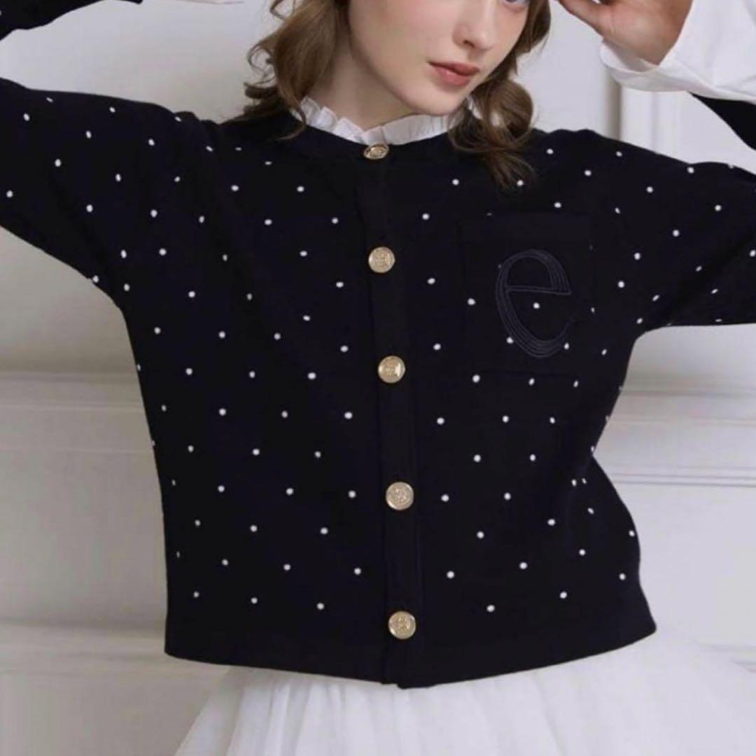 Attached collar カーディガン dot black 完売商品