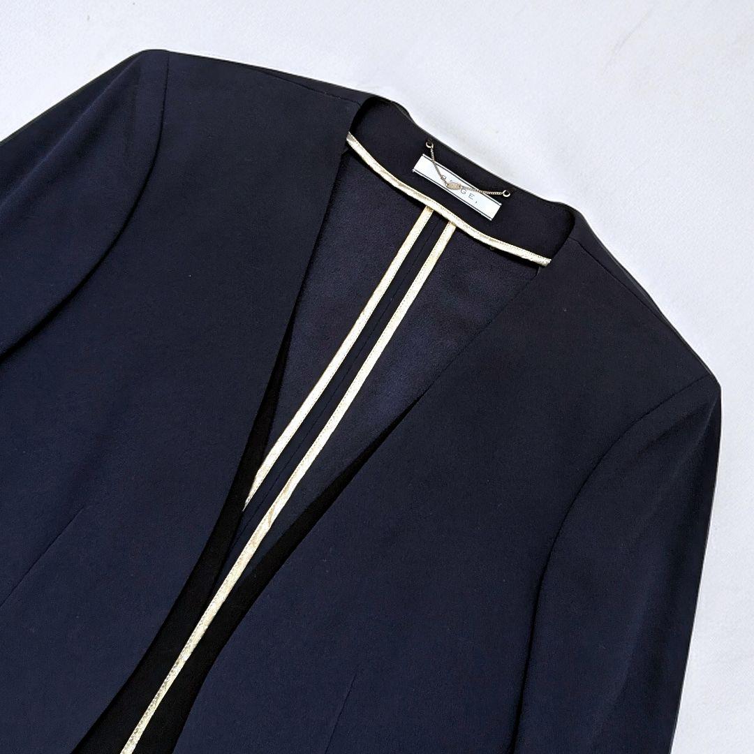 極美品 BEIGE, CINDY ダブルカラー ノーカラージャケット ネイビー