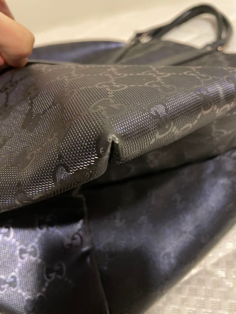 GUCCI ボストンバッグ メタリックネイビー
