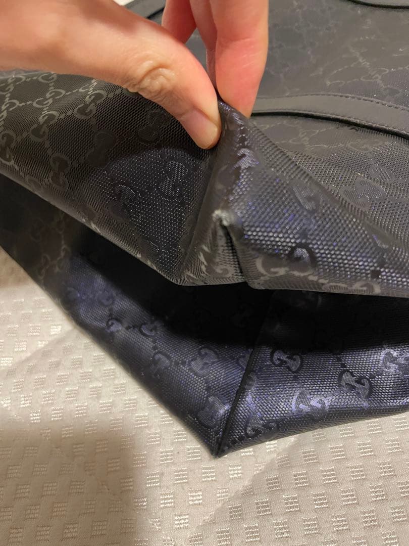 GUCCI ボストンバッグ メタリックネイビー