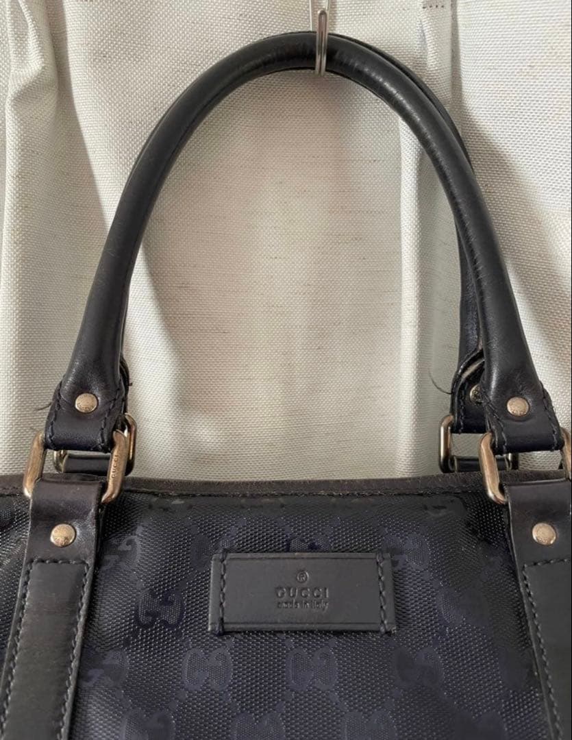 GUCCI ボストンバッグ メタリックネイビー