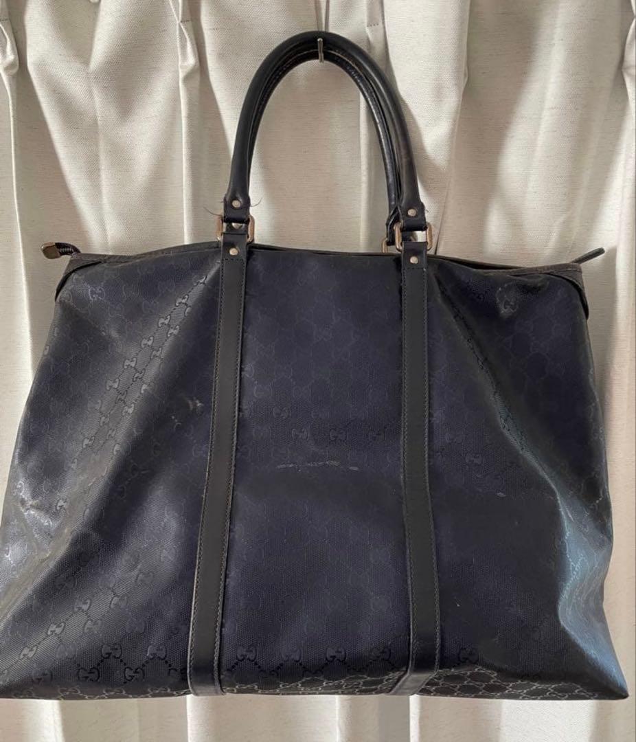 GUCCI ボストンバッグ メタリックネイビー