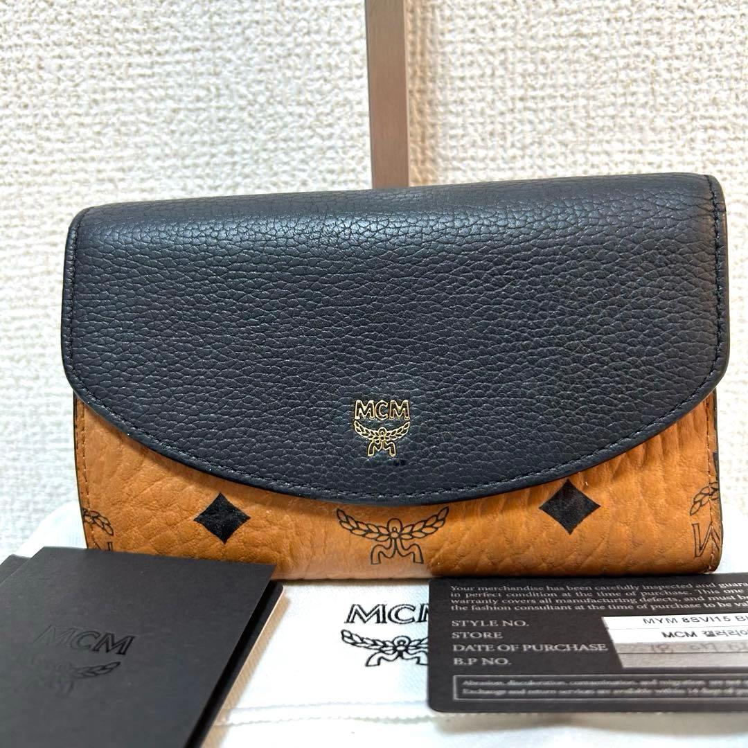 【美品✨ヴィセトス/正規品】エムシーエム　折り財布　レザー　ブラウン　黒　人気