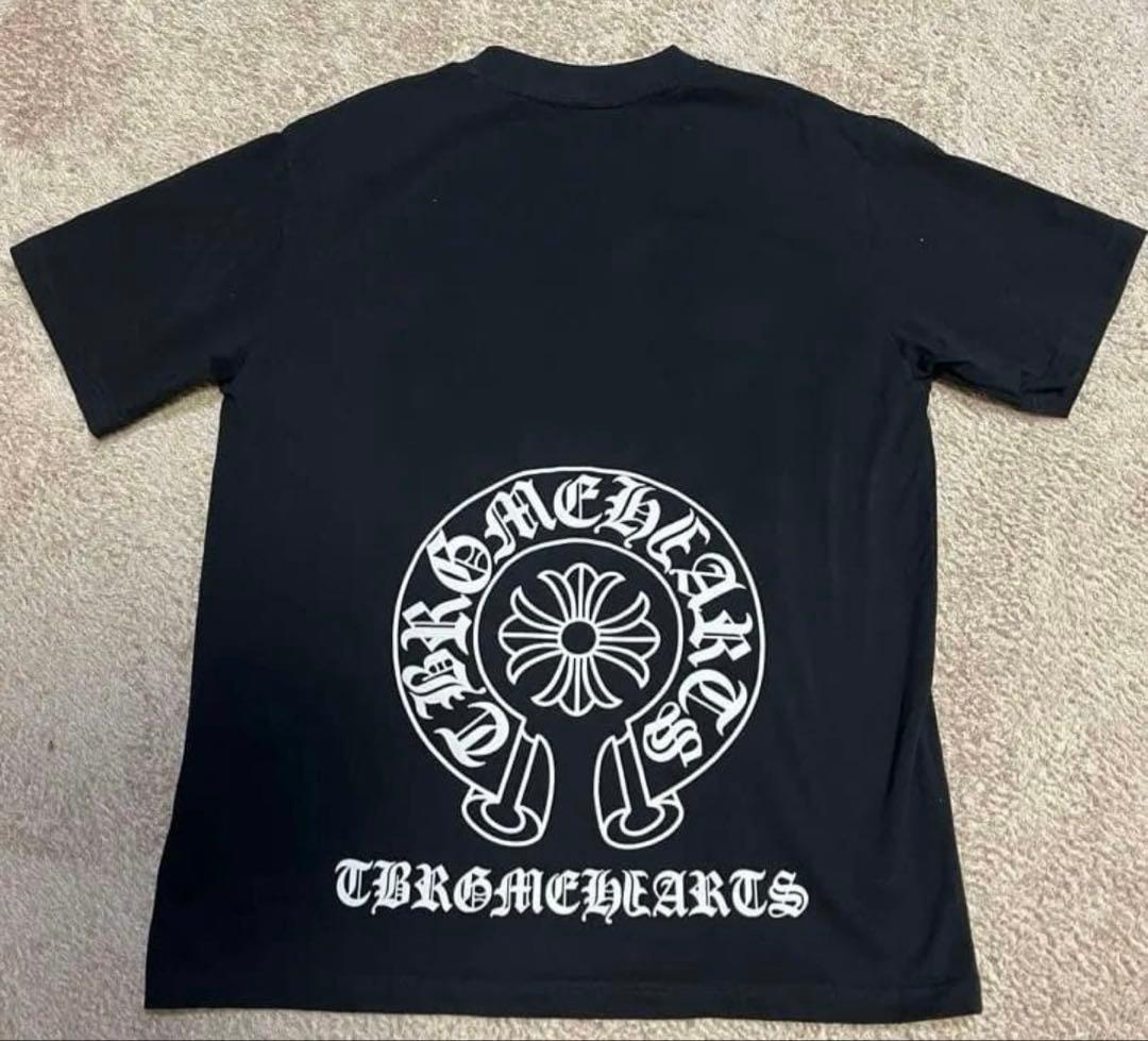 み*ず様 CHROME HEARTSのロゴ風ブラック Tシャツ M