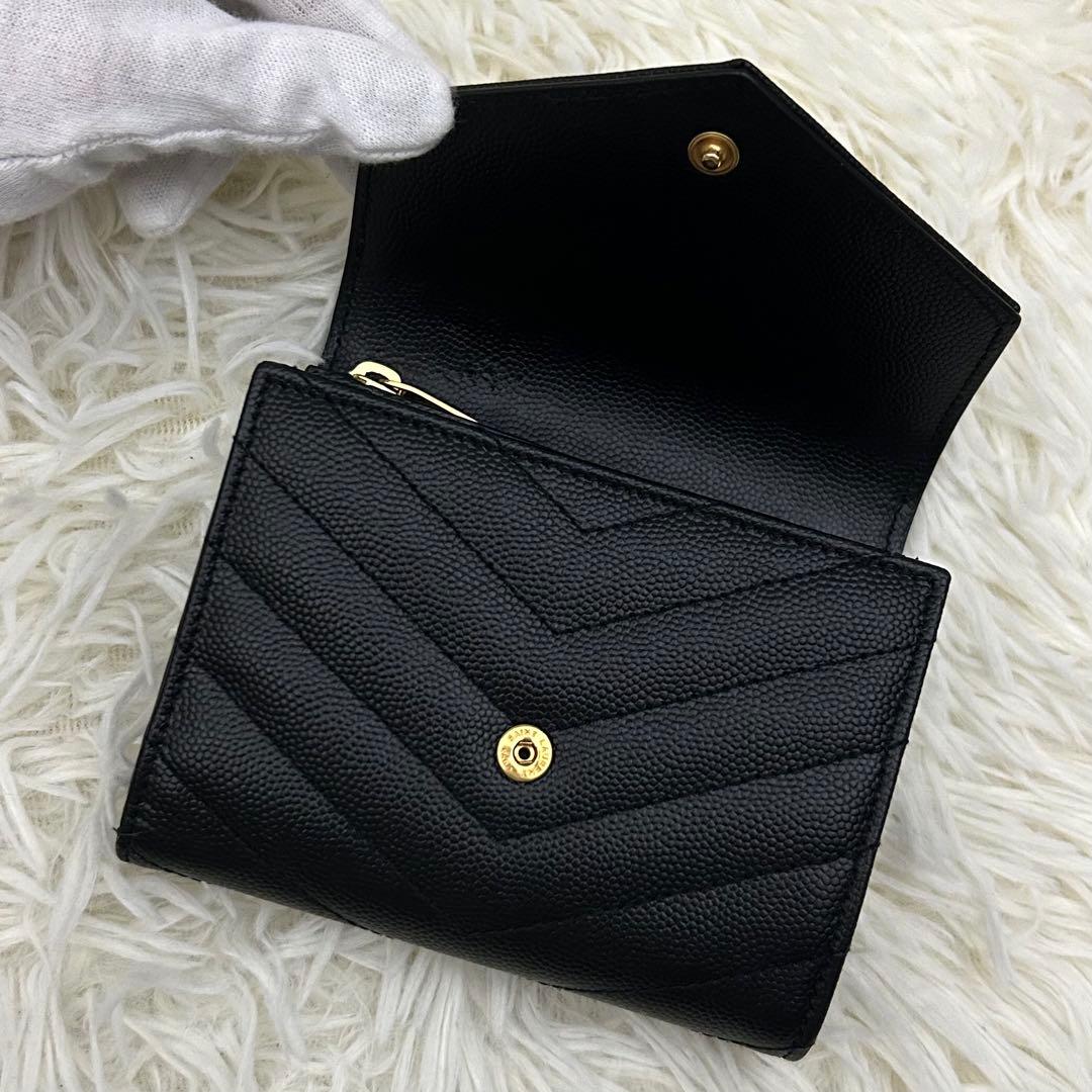 専用◆極美品◆SAINT LAURENT キルティング YSLロゴ 三つ折り財布