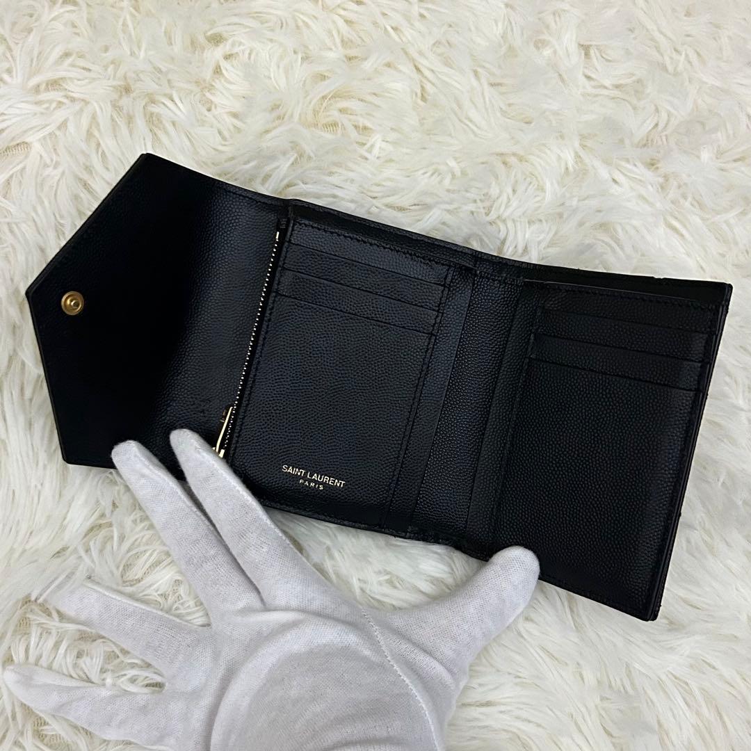 専用◆極美品◆SAINT LAURENT キルティング YSLロゴ 三つ折り財布