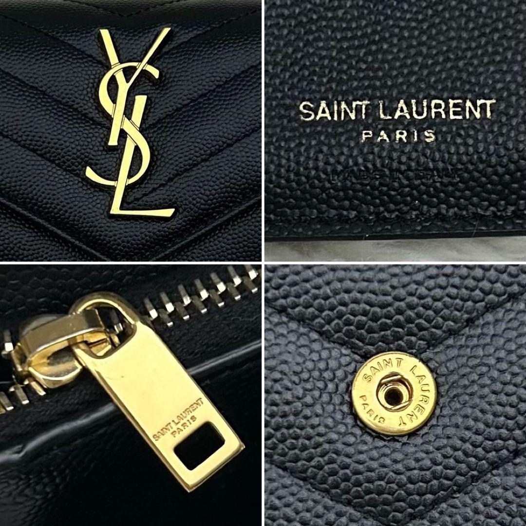 専用◆極美品◆SAINT LAURENT キルティング YSLロゴ 三つ折り財布