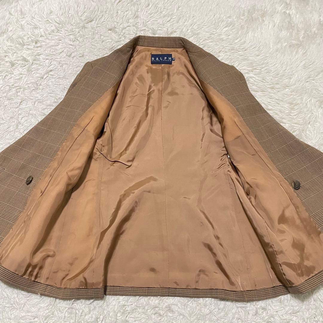 美品 ラルフローレン グレンチェック ブレザー ハニーベージュ 11/L相当