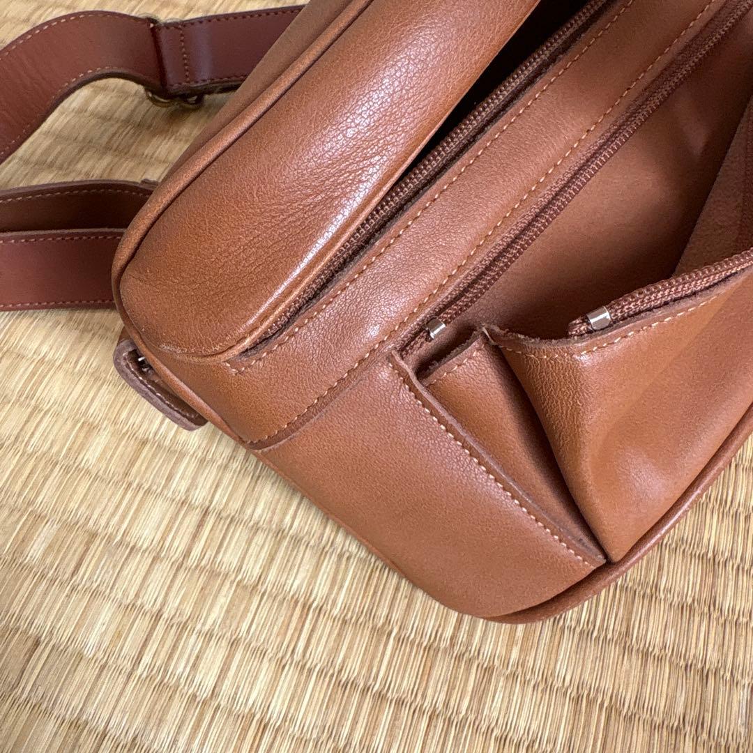 COACH ブラウンレザーウエストポーチバッグ