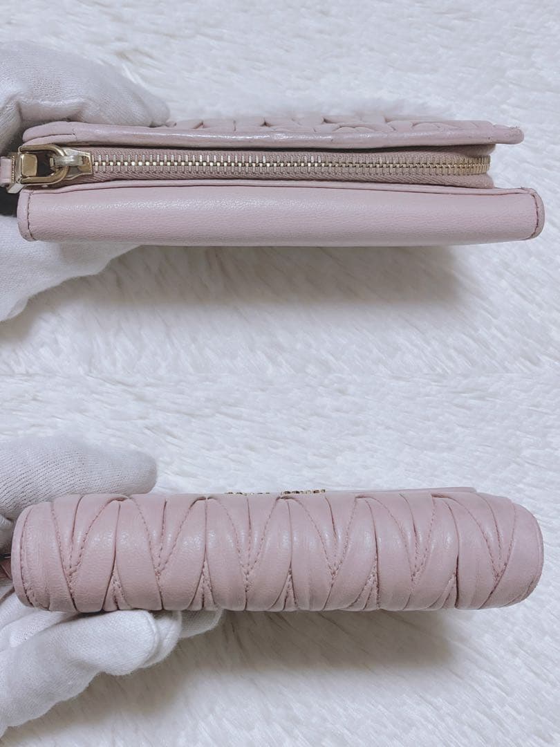 ♡美品♡MIU MIU マテラッセ 三つ折り財布 L字 ファスナー ピンク 金具
