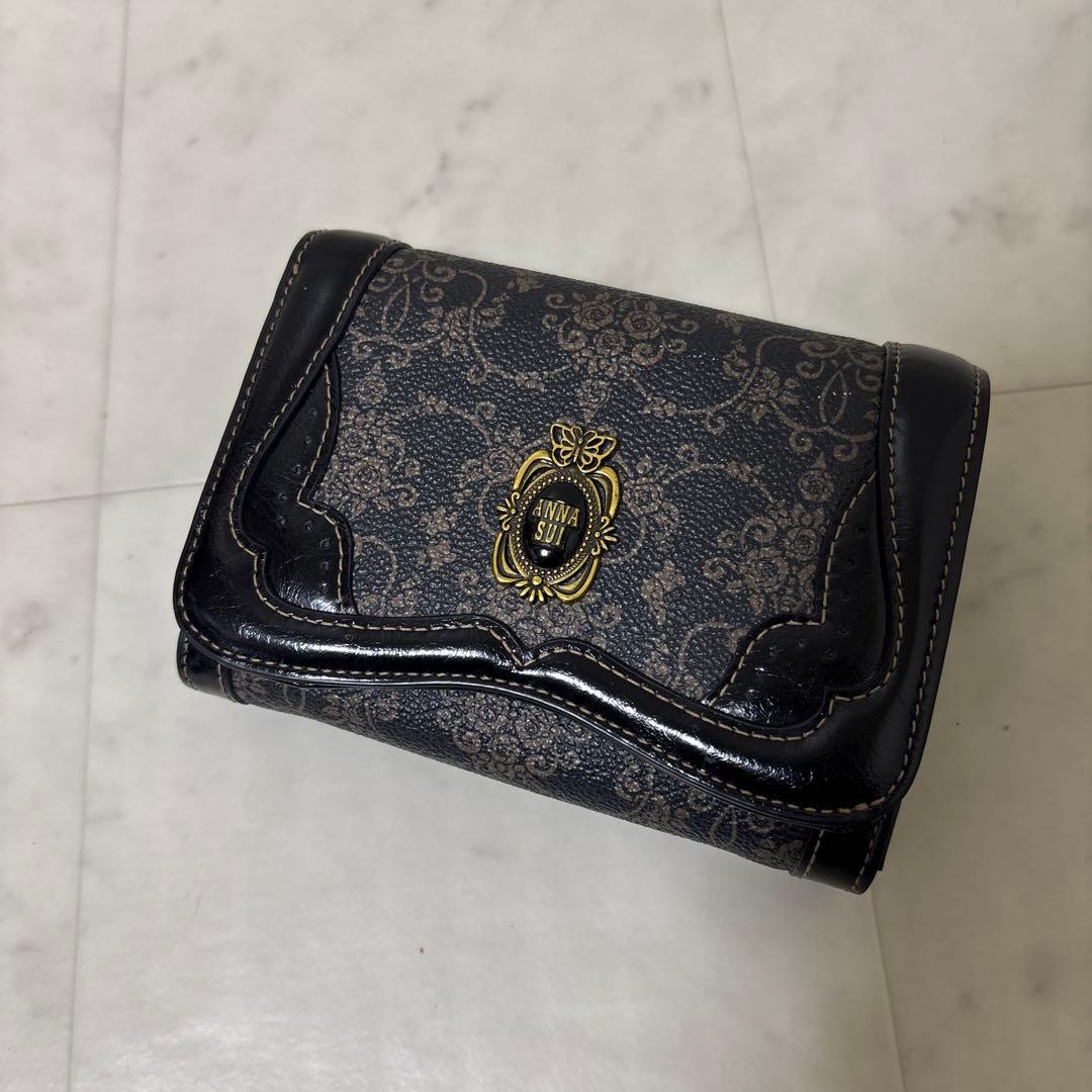 【希少】ANNA SUI アナスイ 折り財布 アンティーク調 バタフライ 蝶