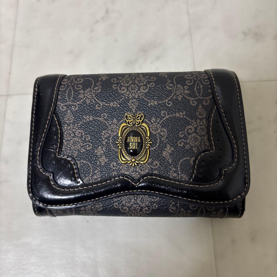 【希少】ANNA SUI アナスイ 折り財布 アンティーク調 バタフライ 蝶