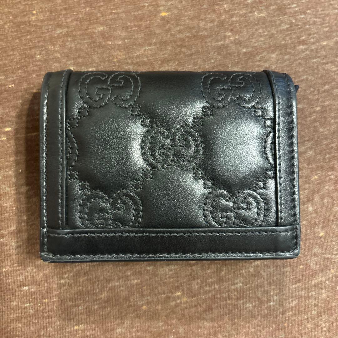 ジ*可様 GUCCI マトラッセ マーモント ミニウォレット ブラック 最終値下