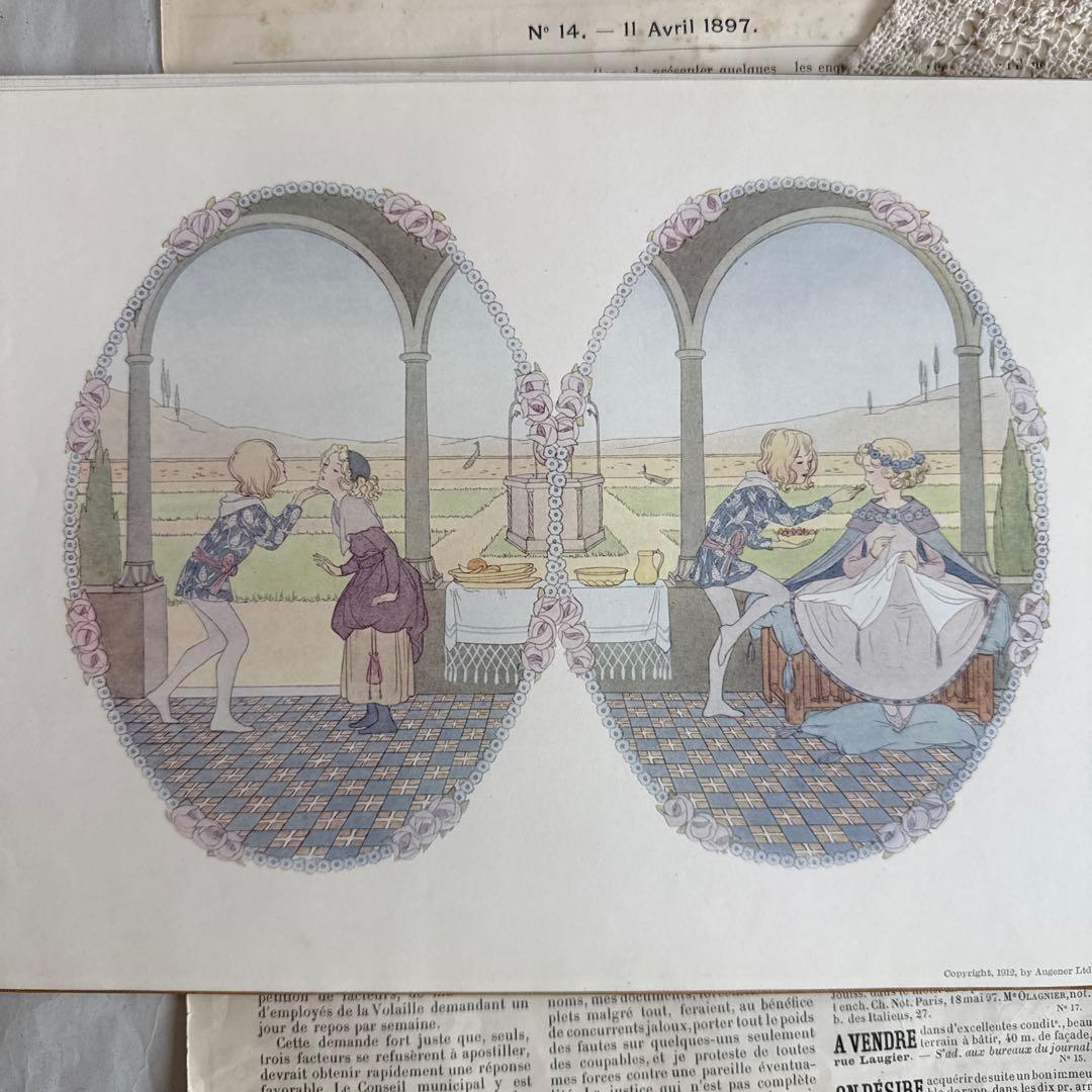1912年アンティーク美しい絵本フランス語　洋書ジャンクジャーナル古書ルメール