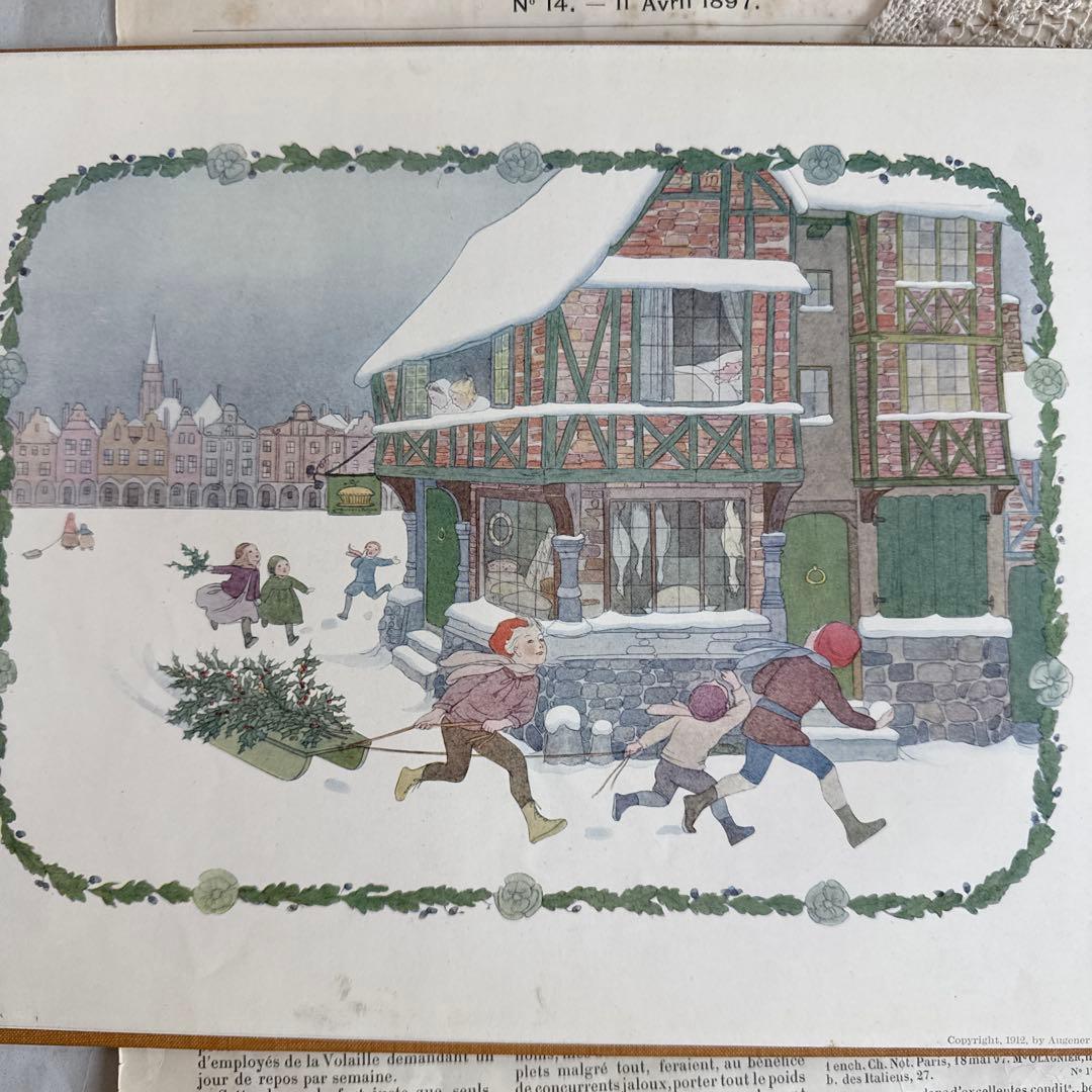 1912年アンティーク美しい絵本フランス語　洋書ジャンクジャーナル古書ルメール
