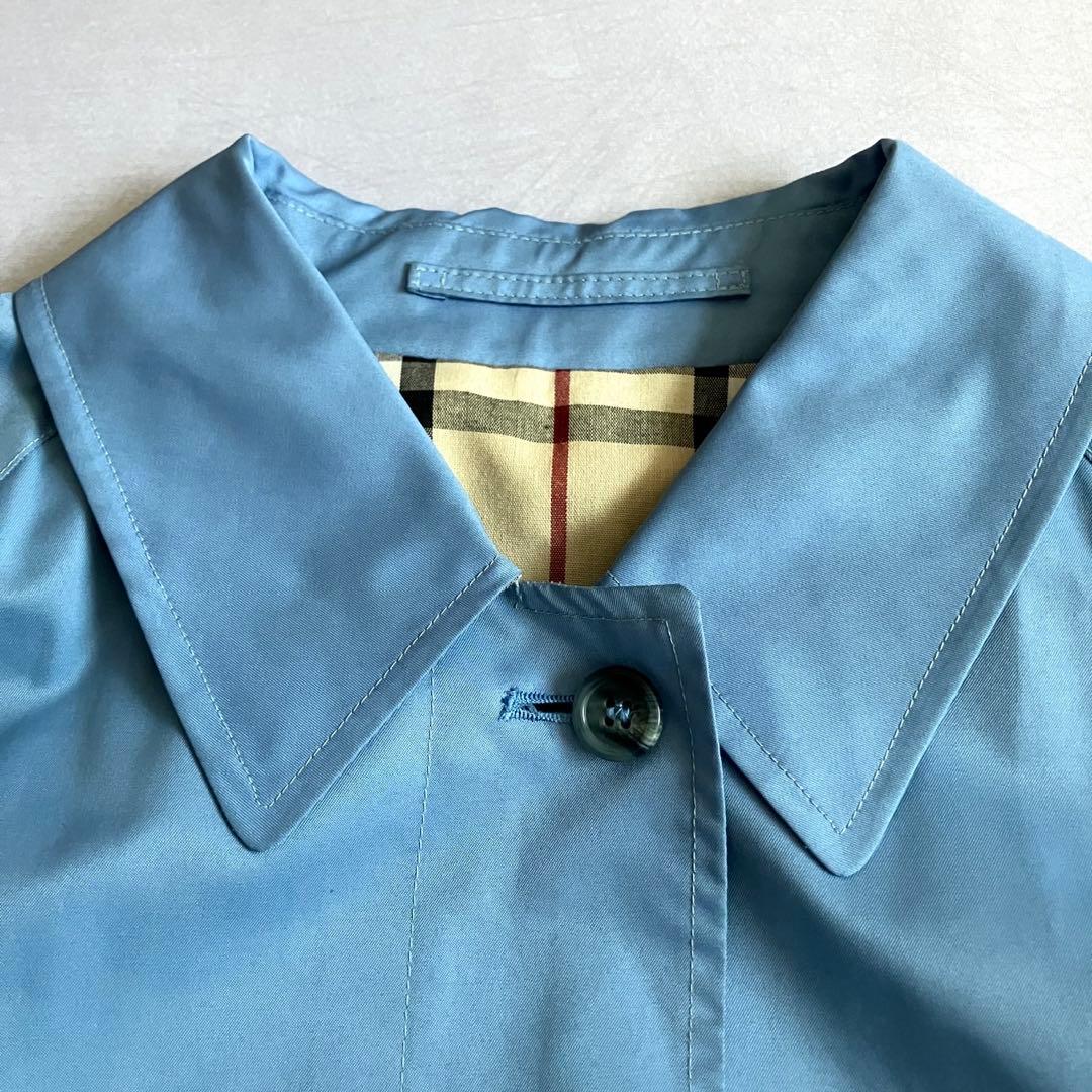希少色　BURBERRY LONDON ステンカラーコート ショート　水色　L