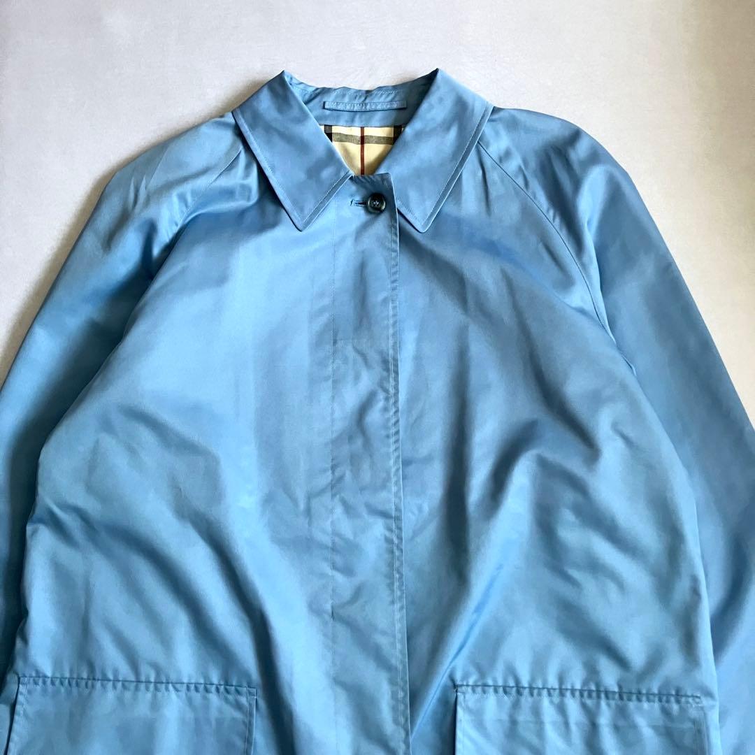 希少色　BURBERRY LONDON ステンカラーコート ショート　水色　L