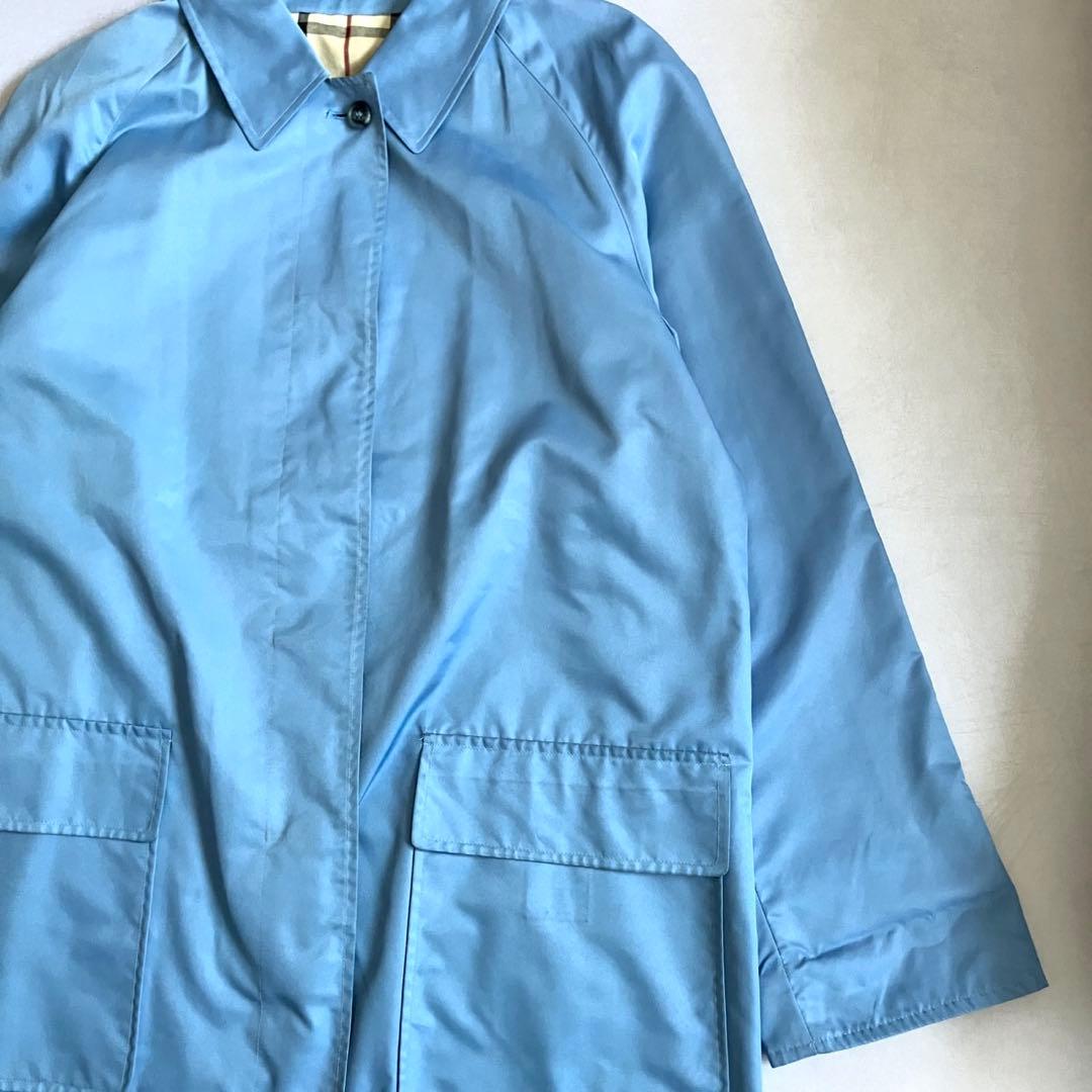 希少色　BURBERRY LONDON ステンカラーコート ショート　水色　L