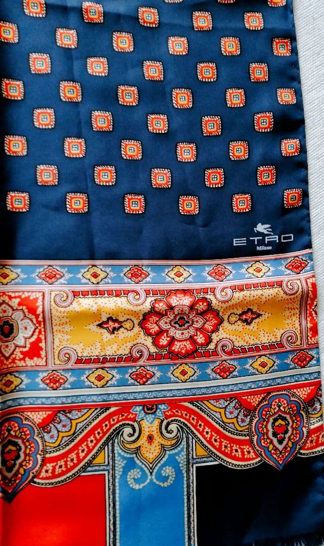 ETRO 大判ストール マフラー　総柄　100%シルク イタリア製
