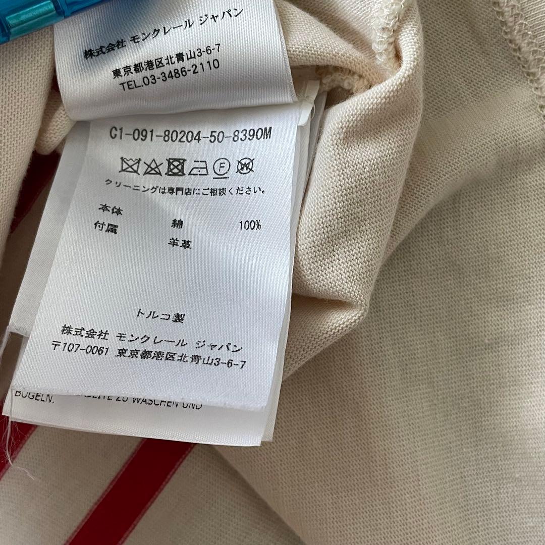 【美品】モンクレール　イエローシャーク　ワッペン付きボーダー総柄tシャツQR搭載