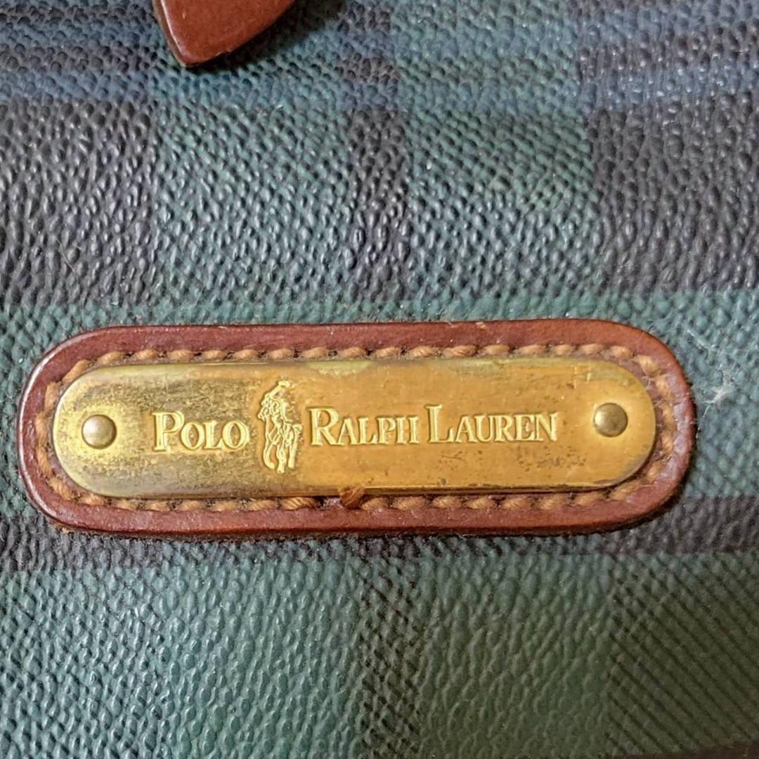 ポロラルフローレン 2way ボストンバッグ チェック柄 ブラシ チャーム付