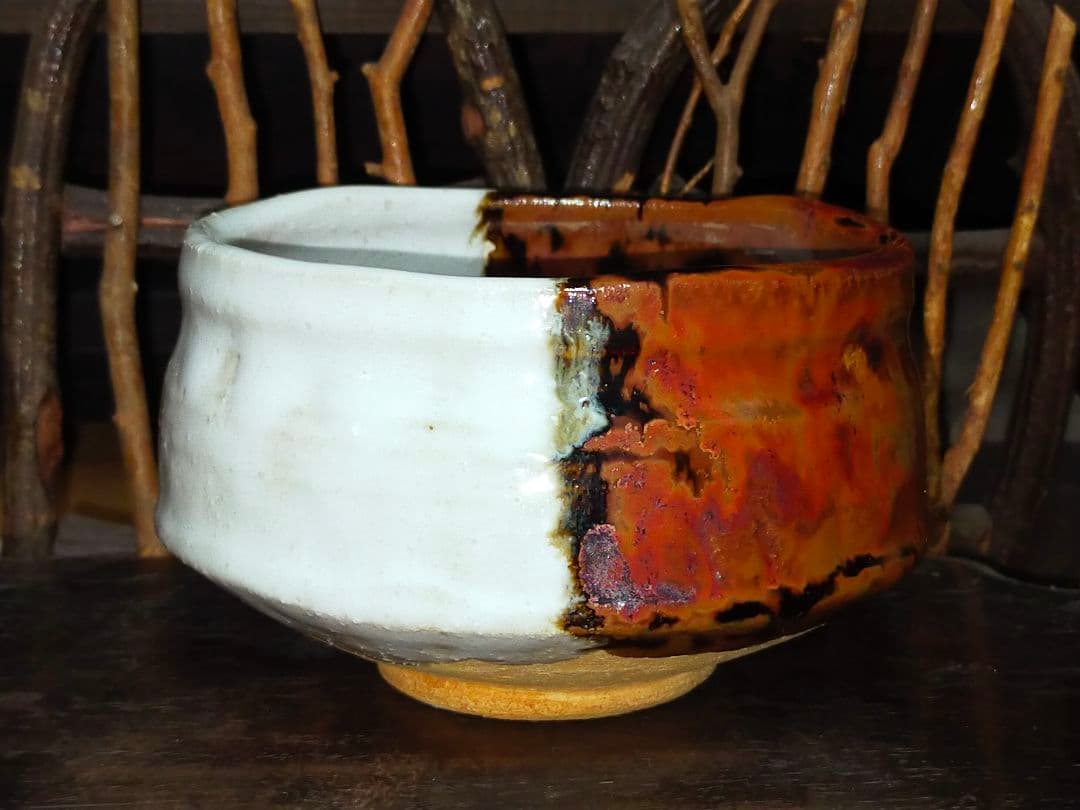 ♥美濃焼　茶碗　片身替わり　骨董品