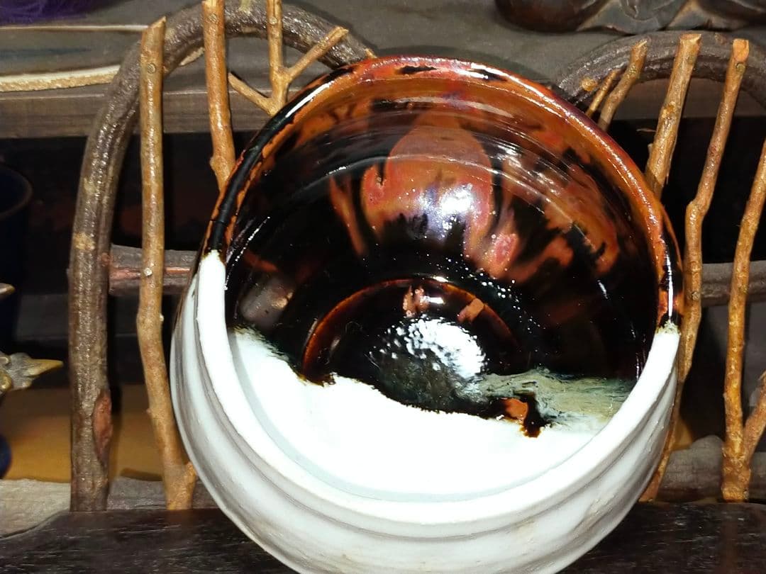 ♥美濃焼　茶碗　片身替わり　骨董品