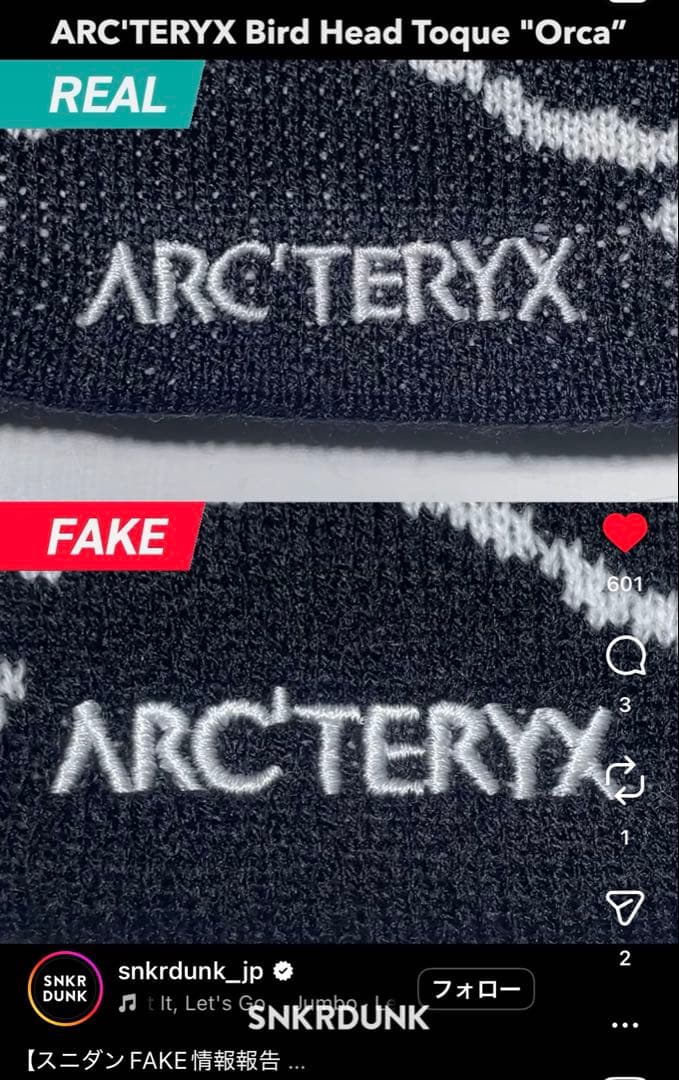 【値下げ】ARC'TERYX Bird Head Toque ブラックグレー