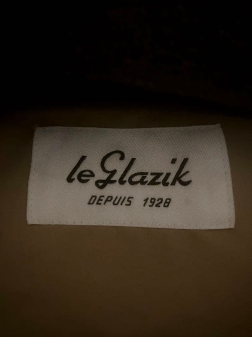 美品 LE GLAZIK ノーカラーコート　ポリエステルタフタ　ベージュ